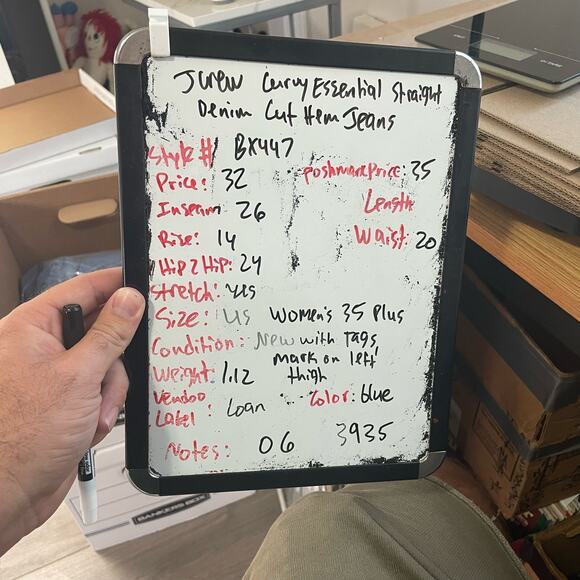 J Crew Curvy Essential Straight Denim Cut Hem Jeans US Women's 35 Plus New - Picture 7 of 7